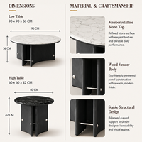 Ensemble de table basse ronde minimaliste italienne, plateau en marbre microcristallin, mobilier de salon moderne de luxe design