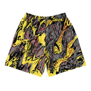 Pantaloncini Sportivi Lunghi con Stampa Grafica Dinosauro XS/XSs, Moda Streetwear, Chiusura Elastica in Vita, Lunghezza al Ginocchio, in Poliestere Stampato - Product Image 2