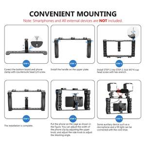 Neewer-Soporte de aluminio para teléfono inteligente, carcasa de vídeo, estabilizador de vídeo, soporte de trípode para videocámara - Product Image 6