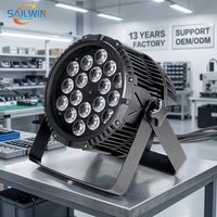 Projecteur LED plat RGBWA UV en alliage d'aluminium IP65 pour extérieur, 18x18W, éclairage DJ, DMX 512, éclairage de scène