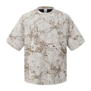 เสื้อยืดยูนิเซ็กซ์ ผ้าคอตตอนผสมโพลีเอสเตอร์ผสมอีลาสเทน 200 แกรม ลายมัดย้อม คุณภาพสูง ทรงบ็อกซี่ คอกลม แขนสั้น พิมพ์ลาย - Product Image 3