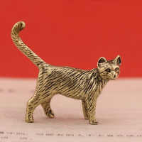 Figurines de chat en laiton en gros, faites à la main, statue d'animal en laiton jaune, style antique, décoration de table pour la revente, lot en gros pour l'affichage