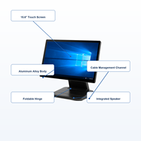 Terminal de point de vente tactile tout-en-un 15,6 pouces, caisse enregistreuse, Windows 10, Intel N97, 8 Go de RAM, 256 Go de SSD, support pliable, 1920x1080