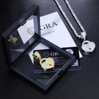 Dropshipping Bling Party Hiphop Bijoux Femmes Hommes Argent Sterling 925 Plaqué Or VVS Moissanite Collier Pendentif Coeur Glacé
