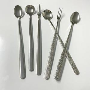 304 Stainless Steel Spoon Fork <b>Set</b> Long Handle Thickened Dessert Coffee Stirring Elegant Condiment Party <b>Dinnerware</b> - Product Image 4
