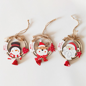 Adorno Navideño Colgante de Madera, Campana Redonda, Muñeco de Nieve, Reno, Santa Claus, Decoración para Árbol - Product Image 1
