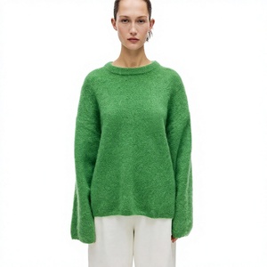 Sweat-shirt en mohair personnalisé pour femme, vente en gros, pull oversize doux et moelleux, col rond, chaud, streetwear d'hiver, mode décontractée de luxe - Product Image 1