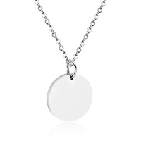 Collier avec pendentif rond Simple en acier inoxydable, bijou plaqué or, avec pièces gravées