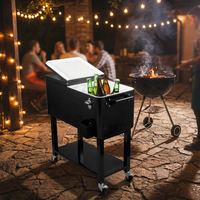 Glacière roulante 76L (80 Qt) avec roues et matériau PP, refroidisseur de boissons portable et rangement inférieur