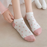 Chaussettes de Sport en coton rose pour adolescentes, motif Floral, dessin animé, fruits, pour femmes, nouvelle collection