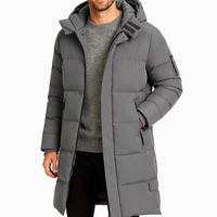 Manteau d'hiver long à capuche pour homme AQTQ, épais et chaud, parka rembourrée mi-longue avec plusieurs poches zippées pour le temps froid