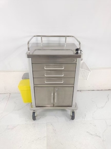 Carrito de Emergencia de Acero Inoxidable para UCI y ER, Carro Médico con Cajones con Cerradura, Mueble de Hospital, Capacidad de Carga de 40 lb, 32 Pulgadas de Ancho - Product Image 2