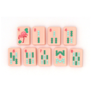 Juego de Mahjong Americano Color Rosa Pastel, 160 Fichas de Acrílico con Flamencos, Piñas y Conchas Marinas para Noches de Juego de Verano - Product Image 2