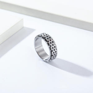 Unisex Rotating <b>Ring</b> Geometric Pattern Steel Gold Black Fashion Jewelry Gift - Product Image 4