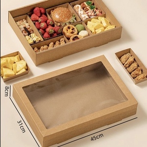 Vassoio Scatola Monouso in Carta Kraft per Pic-nic Primaverili Campeggio Asporto Snack Leggeri Tè Pomeridiano Panini con Laminazione Opaca - Product Image 1