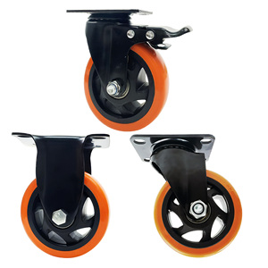 3/<strong>4</strong>/5/6 Inch <strong>Pneumatic</strong> Swivel <strong>Caster</strong> Industrial Plate Trolley Solid Wheel Orange Heavy Duty Wheels with Brake for Workbench - Product Image 4
