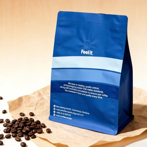 Bolsa con cierre hermético personalizada, reciclable, laminada, con base plana y válvula para envasado de alimentos para mascotas y granos de café. - Product Image 2