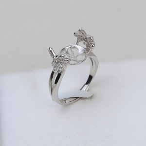 Anillo Abierto de Plata S925 para Mujer con Perla Natural, Accesorios DIY, Talla 13.5-14.5, Bandeja de Joyería de Acero Inoxidable 158 - Product Image 1