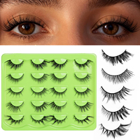 Faux cils en vison 3D avec logo personnalisé, vente en gros, 18 mm, effet naturel, 10 paires, plateau de cils mixtes œil de chat, imperméables et réutilisables