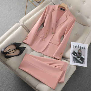 Women's Slim Fit Suit Set White Double Breasted Blazer With Flared Pants Satin Fabric Casual Wear - Product Image 2