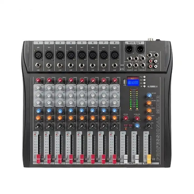 New CT8 8 Channel Mixer De Audio Profecional Digital China Audio-mixer Digital Interface Audio Mixer with Low Price for Speaker