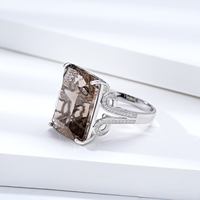 YBO Dainty 925 Sterling Silber Fine Jewelry Natural 20 Karat Rauchquarz Trau ringe für Männer & Frauen Square Cut Diamond