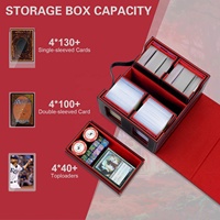 Boîte de rangement Torson Commander en cuir PU personnalisable, capacité de 400+ cartes à double pochette, 4 compartiments amovibles, fenêtre de visualisation, dés