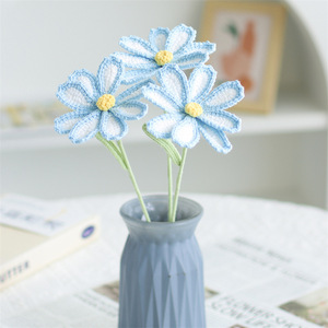 Hecho a mano de punto tejido <span class=keywords><strong>Artificial</strong></span> solo Galsang <span class=keywords><strong>Flor</strong></span> Crochet para Año Nuevo Pascua Día de San Valentín regalos amigas - Product Image 5