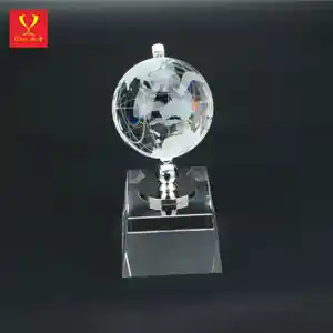 Globe Crystal Earth Trophy With K9 Crystal Base Honor Award For Business Gift Souvenir Home Decoration