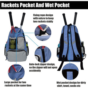 Raquettes et chaussures de tennis personnalisées en usine, sacs de tennis avec porte-raquette, grand sac à dos de sport pour le tennis - Product Image 6