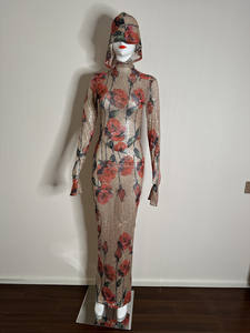 Sexy Luipaard Pailletten Banket <span class=keywords><strong>Prom</strong></span> Capuchon Lange Jurk Vrouwelijke Festival Outfit Maxi Club Party Jurk Vrouwen Bodycon Night Club Jurk - Product Image 4