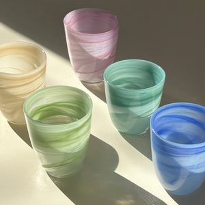 <span class=keywords><strong>Tazas</strong></span> de vidrio sopladas a mano con efecto iridiscente, ideales para el <span class=keywords><strong>desayuno</strong></span>, café, uso doméstico y en bares, con una estética de alta gama. - Product Image 1