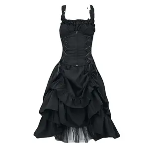 Hot Sale Lolita Gothic Ball Skirt Lace Dress For Women Vintage Goth Steampunk Retro Princess Sleeveless Skirt Halloween Costume