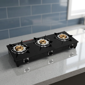 Premium Tempered Glass Gas Stove 3 Burner <b>Ring</b> Home Kitchen Cooktop LPG Gas Hob Wholesale Supply for India Market - Product Image 4