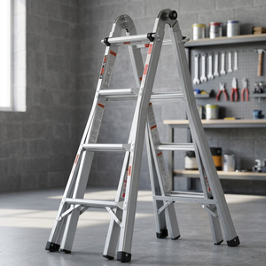 Scala Estensibile in Alluminio Multiuso 17 Piedi Tipo 1 Capacità 300 Libbre Scala Pieghevole per Uso Domestico con Blocco Manuale - Product Image 3