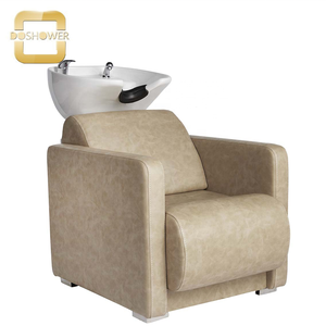 Controlavaggio da salone con lavabo bianco per salone di lavaggio con sabbia parrucchiere di una ciotola per sedia shampoo dall'aspetto moderno - Product Image 1