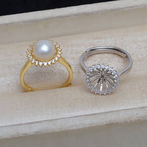 Anillo de Plata S925 con Diseño de Flor de Sol, Ajustable para Dedos 10-11, 4938, Accesorios de Perlas, Soporte Vacío para Joyería, Componentes y Fornituras - Product Image 1