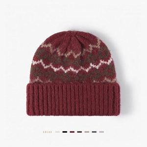 Winter Striped Jacquard Warm Thickened Knitted <b>Hat</b> Women Lady Outdoor Beanie <b>Hat</b> Fashion Woolen <b>Hat</b> - Product Image 1
