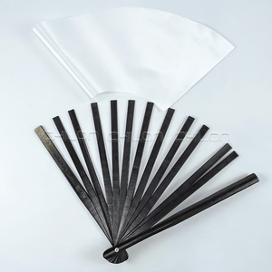 พัดลมไม้ไผ่สีดำสำหรับมือถือขนาด33ซม. พัดลมคลัตช์พิมพ์ลายเองได้ - Product Image 2