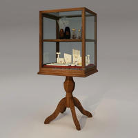 Vitrine à bijoux en bois de style antique - Vitrine à 2 niveaux en verre avec base en velours pour présentoir de boutique de luxe