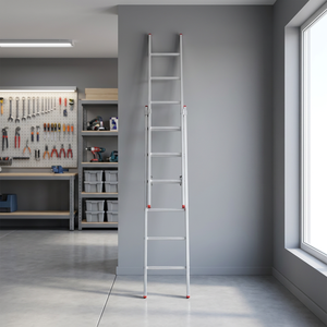 Kanat Dis Ticaret KAS-335 3-Section Telescoping <b>Aluminum</b> Step Ladder 33 Steps High-Strength Anti-Rust Folding Design 150kg Load - Product Image 2
