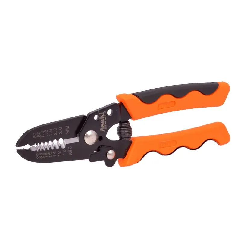 ASAKI AK-9100 Carbon Steel Multi-use Crimping Tool Electric Wire Stripper Plier Cable Cutter Functional Wire Stripping 0.6-2.6mm