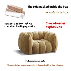 Ensemble de canapé sectionnel modulaire en forme de L avec remplissage en éponge haute densité | Canapé en tissu compressé sous vide pour salon moderne - Product Image 2