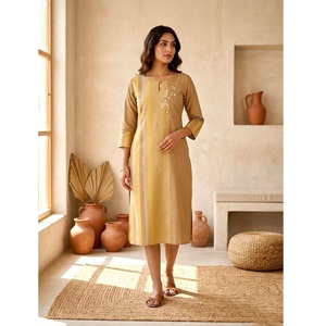 High On Demand Elegant Handwoven Cotton <b>Kurti</b> with Comfortable Fit Breathable Material for Summer and Casual Wear For Sale - Product Image 1