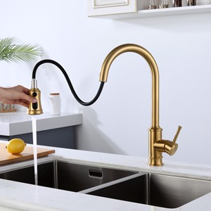 Modern Pull Out Kitchen Faucet 304 Stainless Steel Single Handle Deck <b>Mounted</b> With <b>Spray</b> Function - Product Image 3