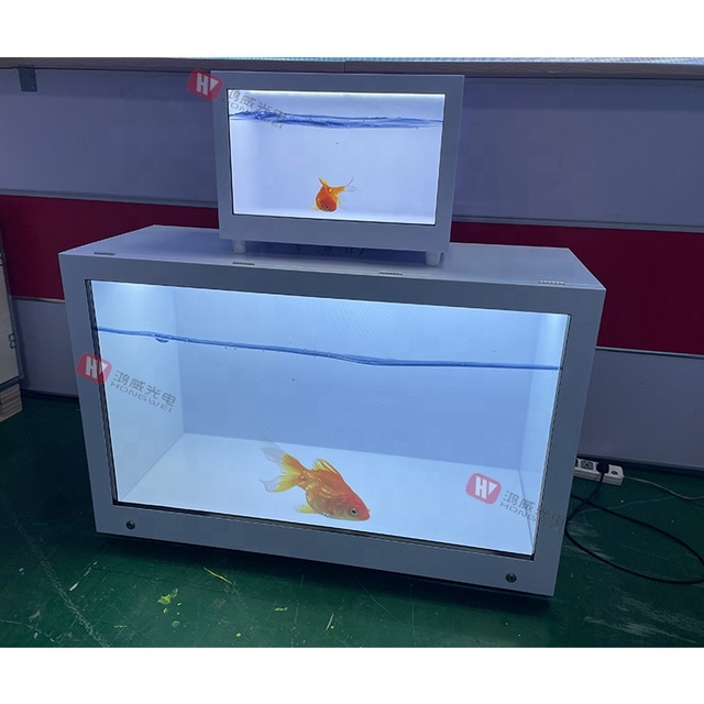 Smart Digital Signage 3D Effect Touch Screen Transparent Showcase 32 Inch Indoor Advertising LCD Display 1920x1080 HD 500cd