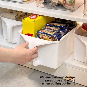 Japanese Style Plastic <b>Kitchen</b> Tall Cabinet <b>Storage</b> <b>Box</b> with Handle Pull-out Sundries Organizer for Seasoning Cereals Grains - Product Image 3