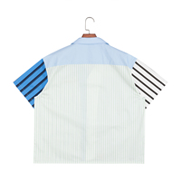 Chemise décontractée pour homme à col cubain personnalisé en satin imprimé numérique, patchwork, à carreaux et rayures, coupe carrée, manches courtes