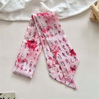 Nouveau Foulard Fin Imprimé Calligraphie Chinoise, Long Ruban Rétro Chinois pour Femme, Décoration Hanfu Cheongsam, Attache Cheveux, Sangle de Sac