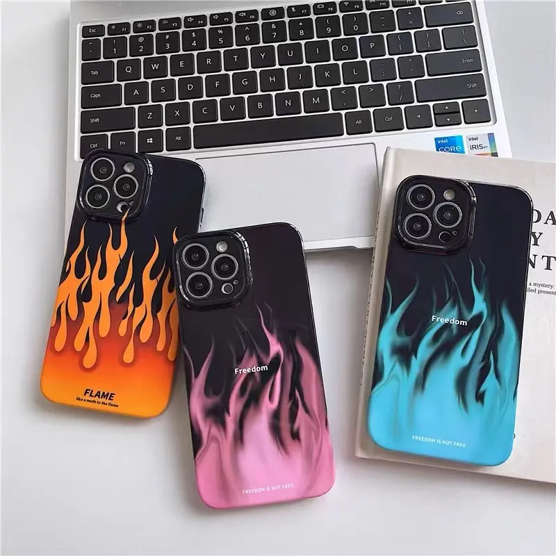 New Arrival Creative Personality Flame Phone Case for iPhone 11 12 13 14 pro max XR XS Max Cool Shockproof PC Phone Case